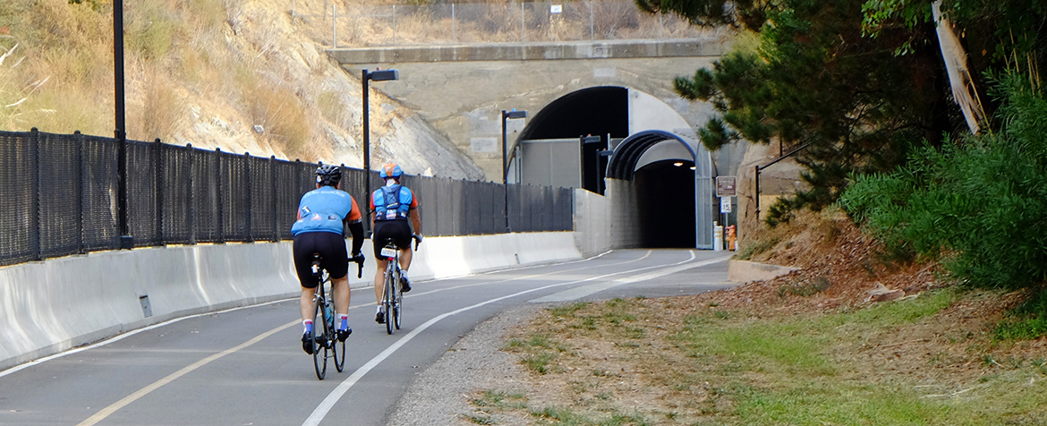 Two bikers on trail