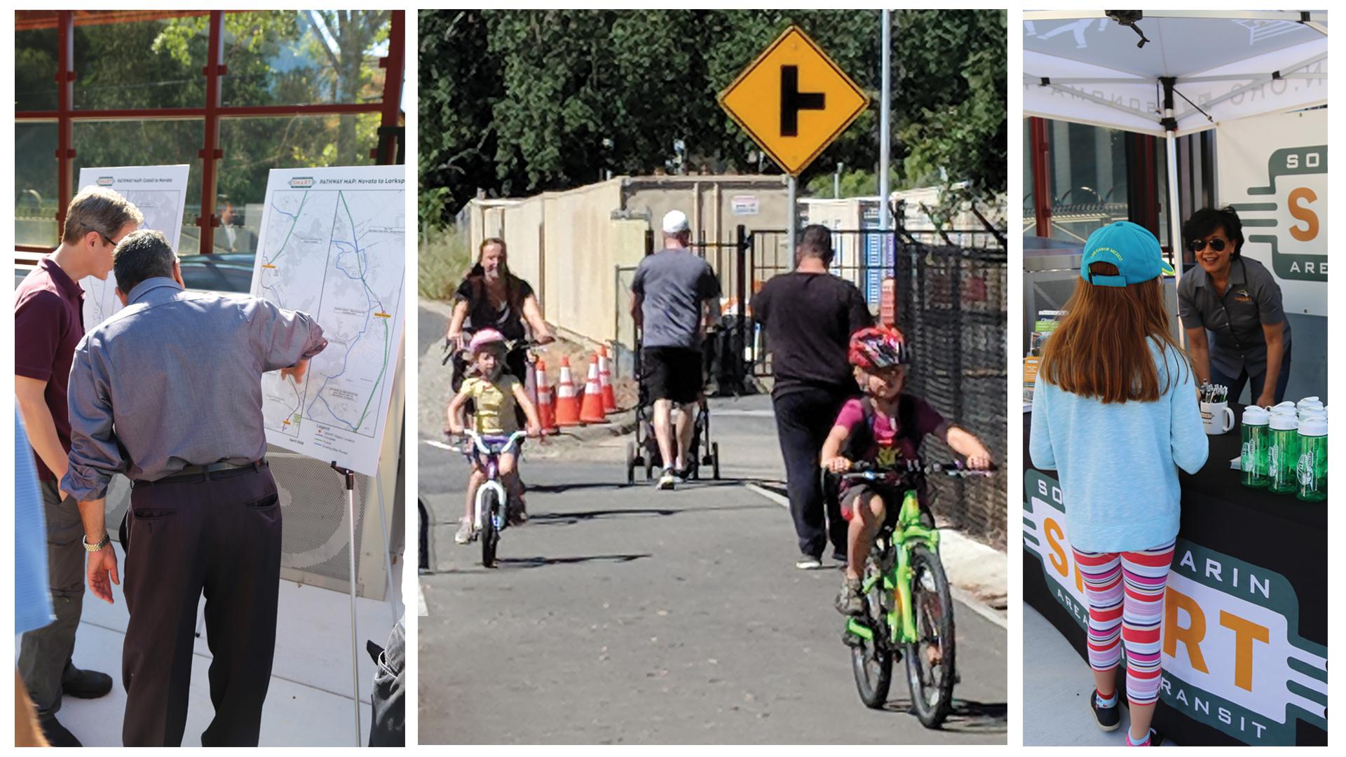 Collage of pathway ribbon cutting photos